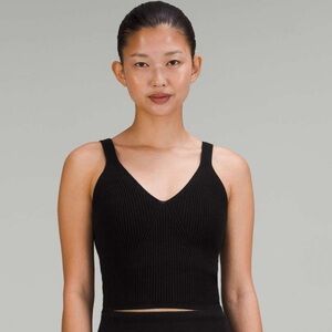 Lululemon Ribbed Knit Cropped Black Tank Top - 4